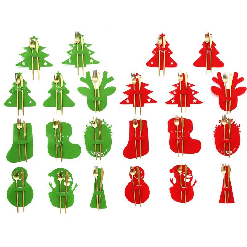 Combination Christmas Knife and Fork Cover, Felt Fabric Knife and Fork Pad, Christmas Home and Hotel Table Decoration