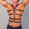 Fashion Punk Belt Adjustable Chest Lingerie Belt Harness Men Suspenders Harness, Black PU Leather Body Harness for Men