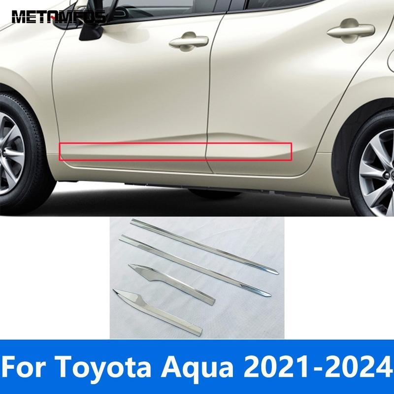 For Toyota Aqua 2024 Chrome Door Side Line Strip Body Skirt Molding Trim Sticker Exterior Accessories Car Styling