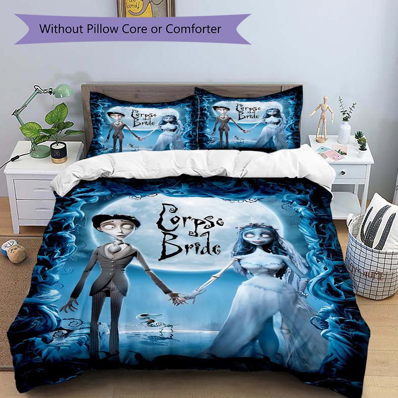 3pcs Corpse Bride Duvet Cover Set - Includes 1 Duvet Cover and 1/2 Pillowcases (No Insert) Yy251107157