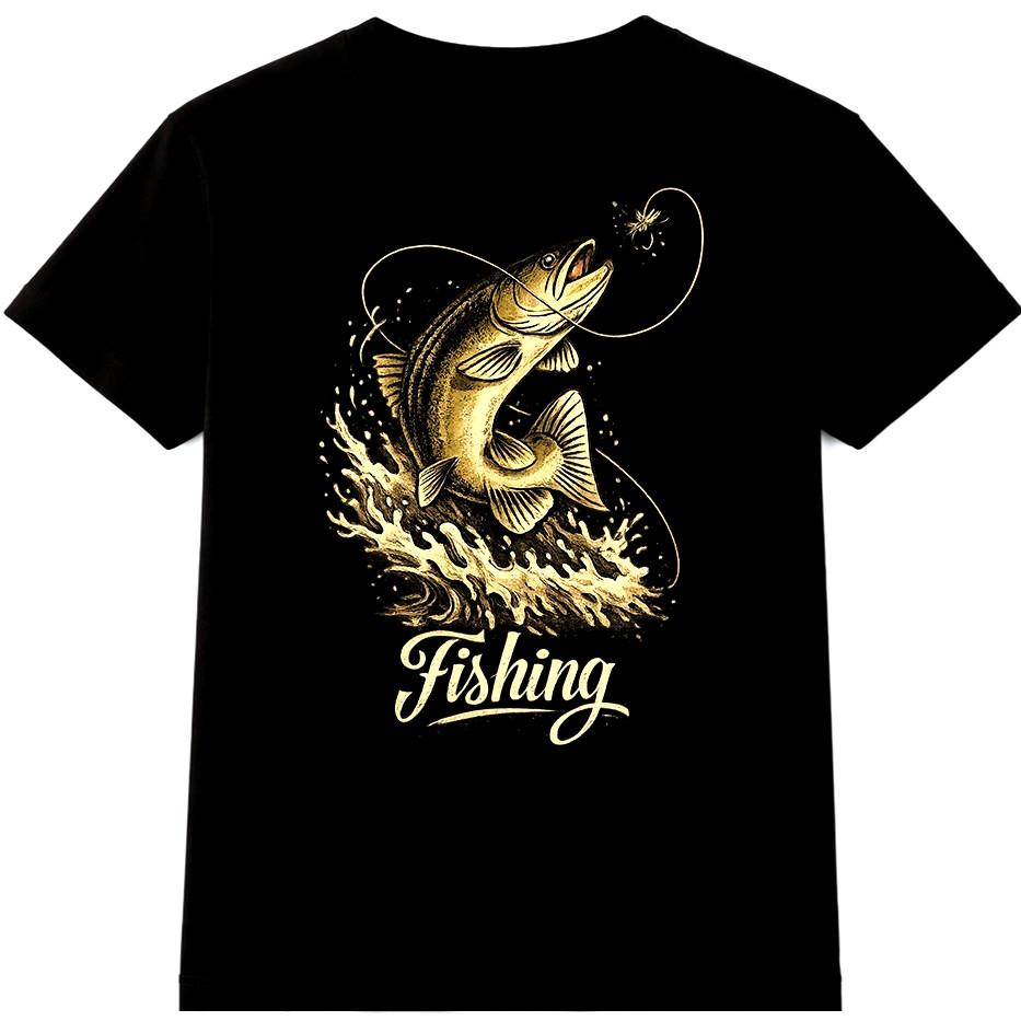 Fishing T-Shirt sea bass Graphic Angler Outdoor Sport Fish Art Tee S разноцветный