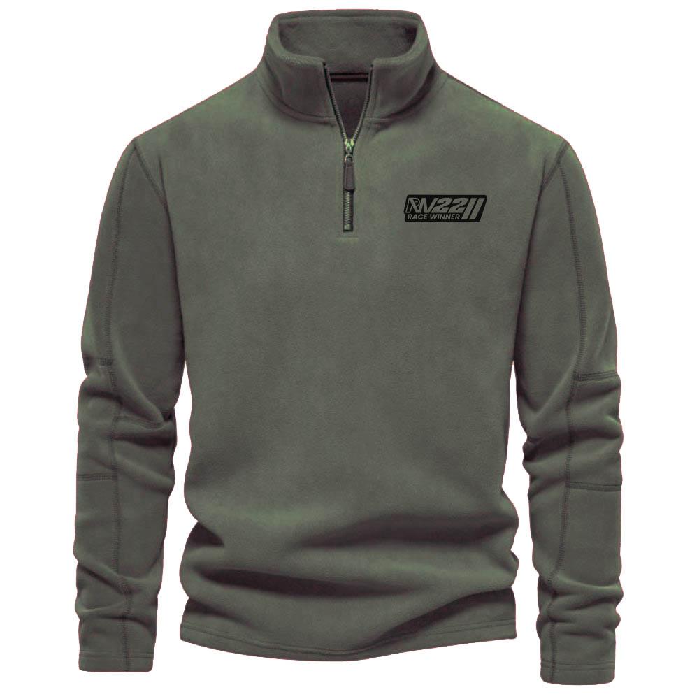 Men's Fleece Warm V-neck Zipper Sweatshirt  Outdoor Sports Coats Pullover Men's Casual Outwear
