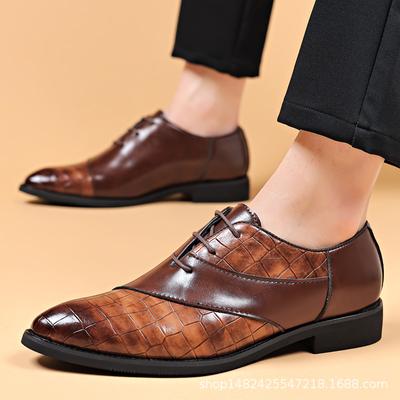Big Size 38-49 Men's British Style Pointed Toe Dress Shoes PU Leather Comfort Business Casual Oxfords for Autumn Wedding Shoes