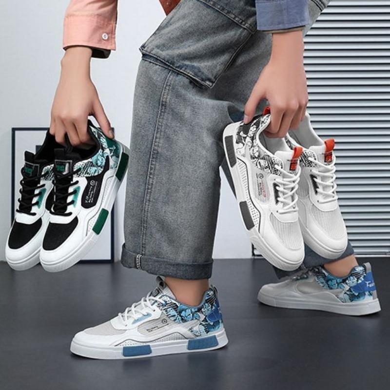 Fashion Trend Men Flat Shoes Summer Breathable Men Leather Low-top Casual Shoes Fashion Man Jogging Sport Shoes Sneakers Tenis Masculino