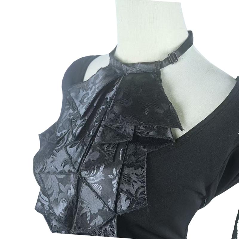 Decorative Jabot Collar Costume Accessory Neckpiece Lace Ruff Collar for Dramatic Outfit Formal Occasion Photography