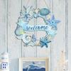 Panneau de Porte Étoile de Mer Coquillages Design Aquarelle Bois Décor Plage avec Corde de Suspension Imperméable Extérieur Intérieur Panneau Entrée Bord de Mer Accent Maison