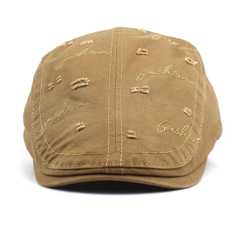 Ripped beret men's cotton cloth do old fashion letter embroidery cap new forward hat