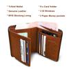 Genuine Leather  Protection Wallets for Men Vintage Thin Short Multi Function ID Credit Card Holder Money Bag