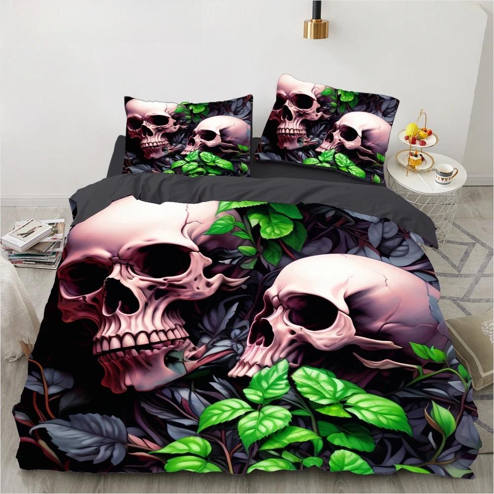 

Skull Wedding Cartoon Comforter Sets Bedding Set Double Queen King Twin Full Size Duvet Cover Set Kids Girls White Bed Linen 70x133cm