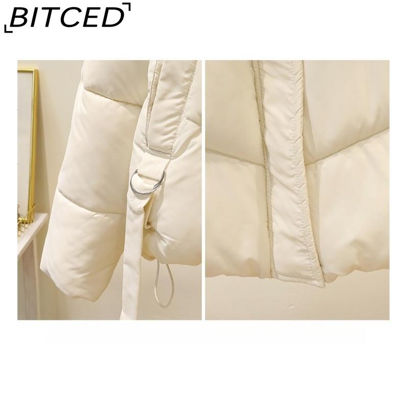 BITCED Winter Fashion Oversized Thick Cotton Coat with Stylish Large Fur Collar Down-Filled Cotton Jacket Slimming Women's Cotton Coat