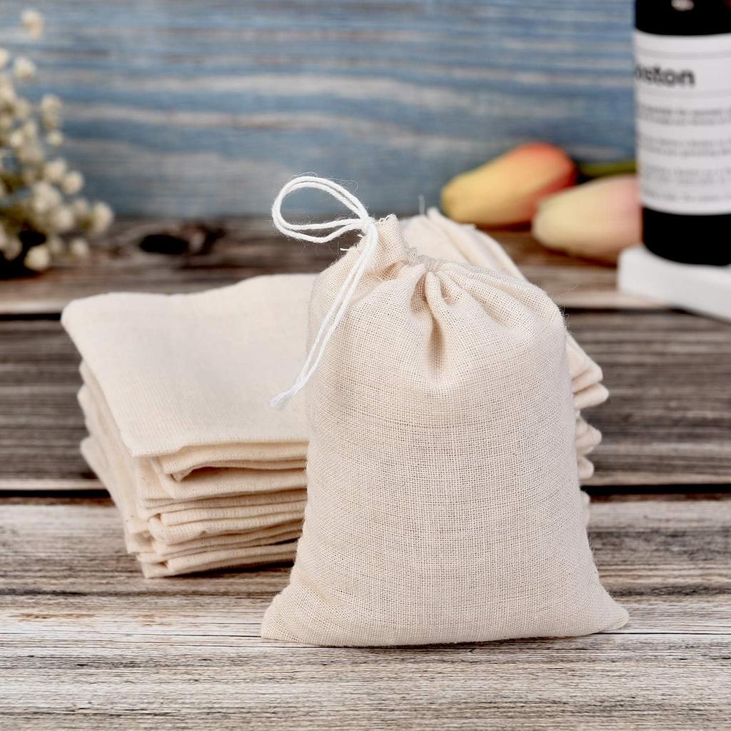 Reusable Drawstring Tea Filter Fabric Infuser for Bulk Tea Herbs Spices Coffee Soy Milk Juice Multipurpose Brewing