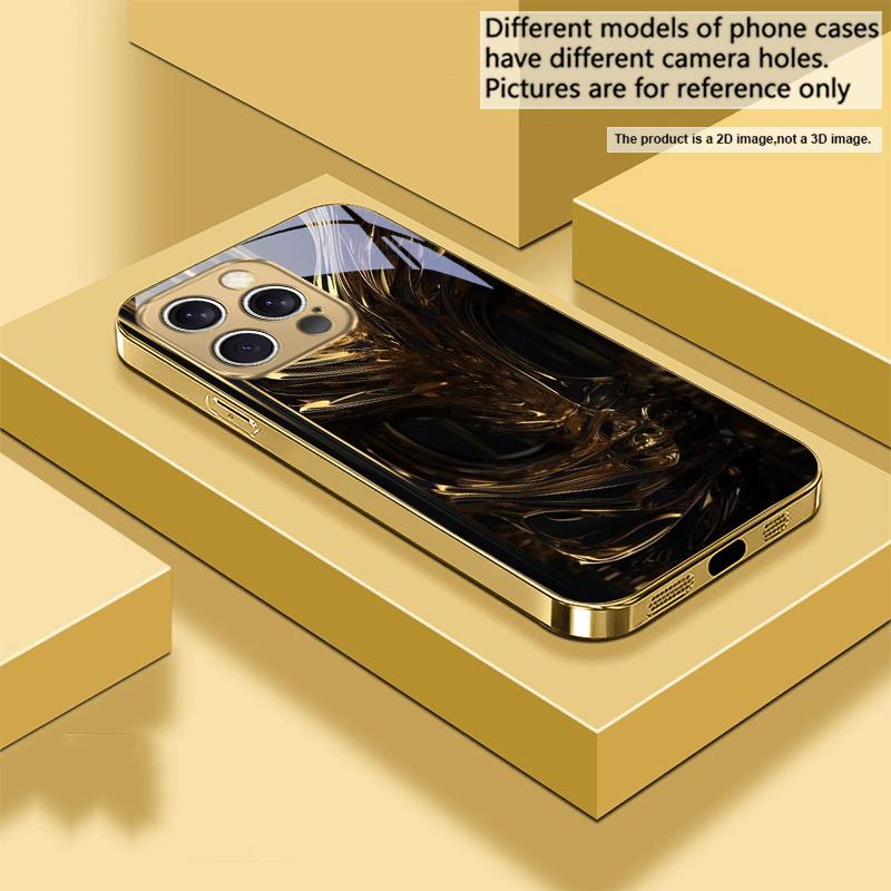 The surging of emotions For IPhone 17Pro Max 16 17 Pro 15 Pro 14 13 Plus 12 Mini 11Pro Max XR 16E 17Air Golden glass phone case
