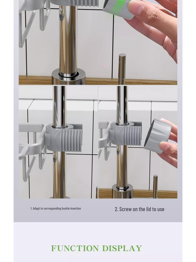 Stainless Steel Kitchen Faucet Organizer & Drain Rack for Dishcloths, Sponges, Brushes - No Drilling Needed