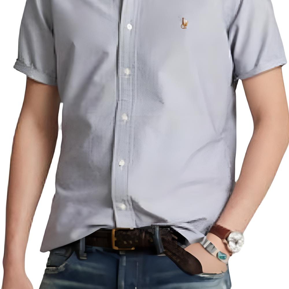 Polo Ralph Lauren Printed Single-Breasted Collar Pocket Short Sleeve Shirt Men Shirts Blue 710745385-003