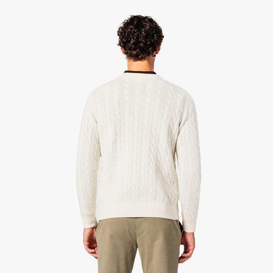 [Lacoste] Men's Cable Crew Neck Pullover AH816E-55NXFJ