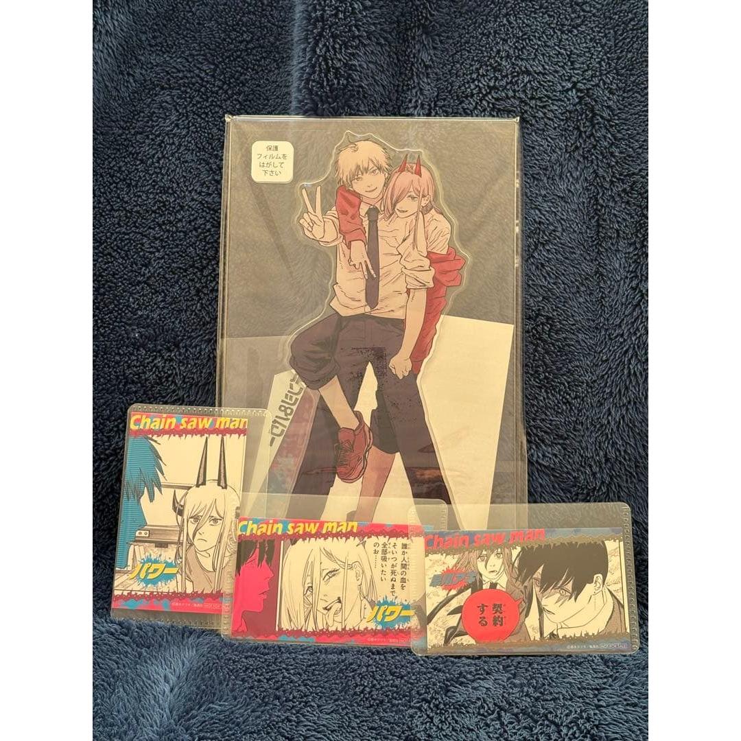 Used Chainsaw Man MEGA Acrylic Stand Bonus Sticker Set