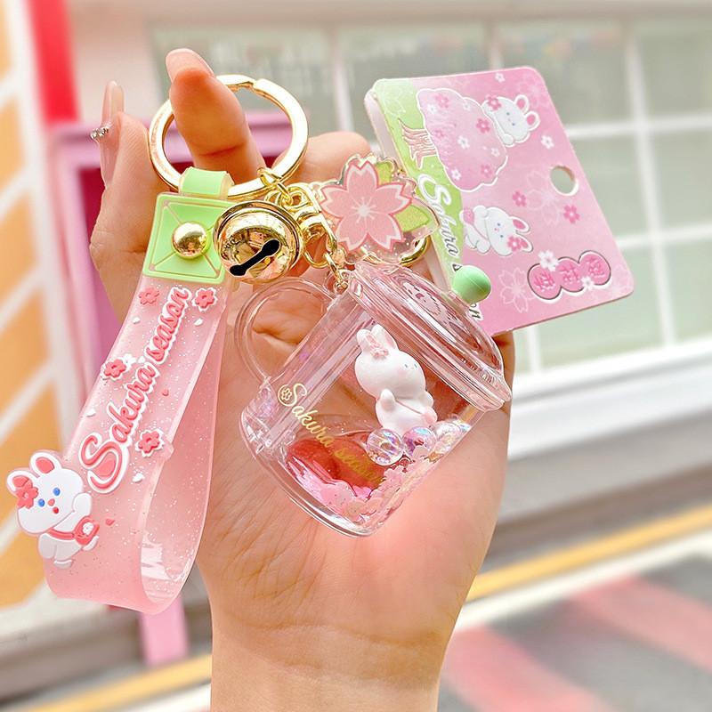 Cherry Blossom Jinnew Season Pink Rabbit Cute Floating Keychain Girls For