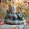 Little Cat and Hummingbird Statue, Floral Accents, Studio, Cafe, room, Table Ornament Desktop Decor Gift, Nurseries, Home Desk Living Room Decoration