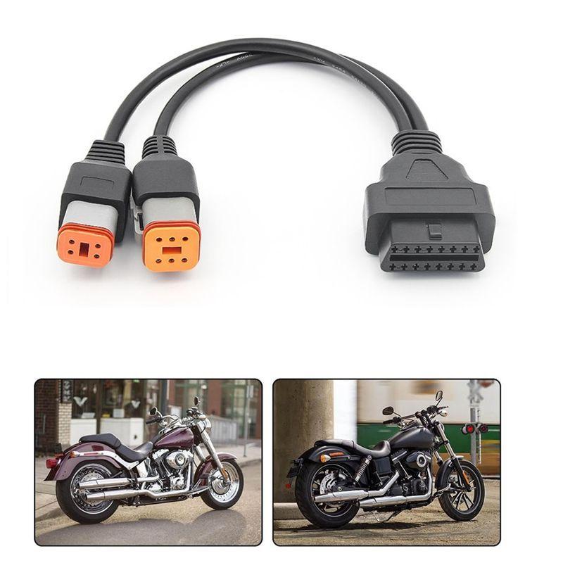 A03E-OBD2 Cable For 4Pin+6Pin 2 In 1 Motorcycle OBD Scanner Adapter, Motorcycle Diagnostic Tool 16 Pin To 4 Pin 6 Pin