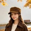 Autumn new retro British style newsboy hat women's high-end suede octagonal hat showing the face small fashionable painter hat