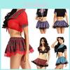 Stylish Women Sexy Costume Lingerie Student Uniform Set With Lace And Lattice Design