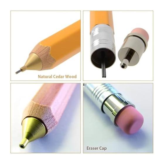 Auto Mechanical Pencil, Wooden Barrel Sharp WN01, Natural Wood Barrel Like a Pencil, Standard Long Type with Eraser, Uses Incense Cedar (Pencil