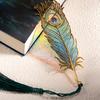 Metal Feather Bookmark with Tassel Stainless Steel Page Marker with Rainbow Light Effect Elegant Gift for Book Lovers Writers Students