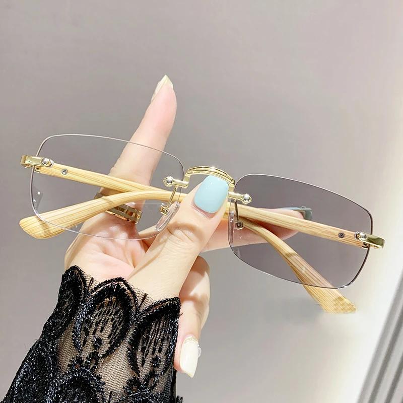 

Роскошные фотохромные очки для чтения с текстурой дерева, безободковые, с бамбуковыми дужками, для пресбиопии, ретро, очки для защиты от синего света 1.5