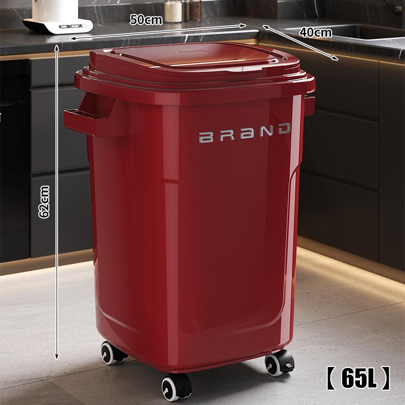 Large Mobile Industrial-Style Kitchen Trash Can with Wheels for Indoor/Outdoor Use