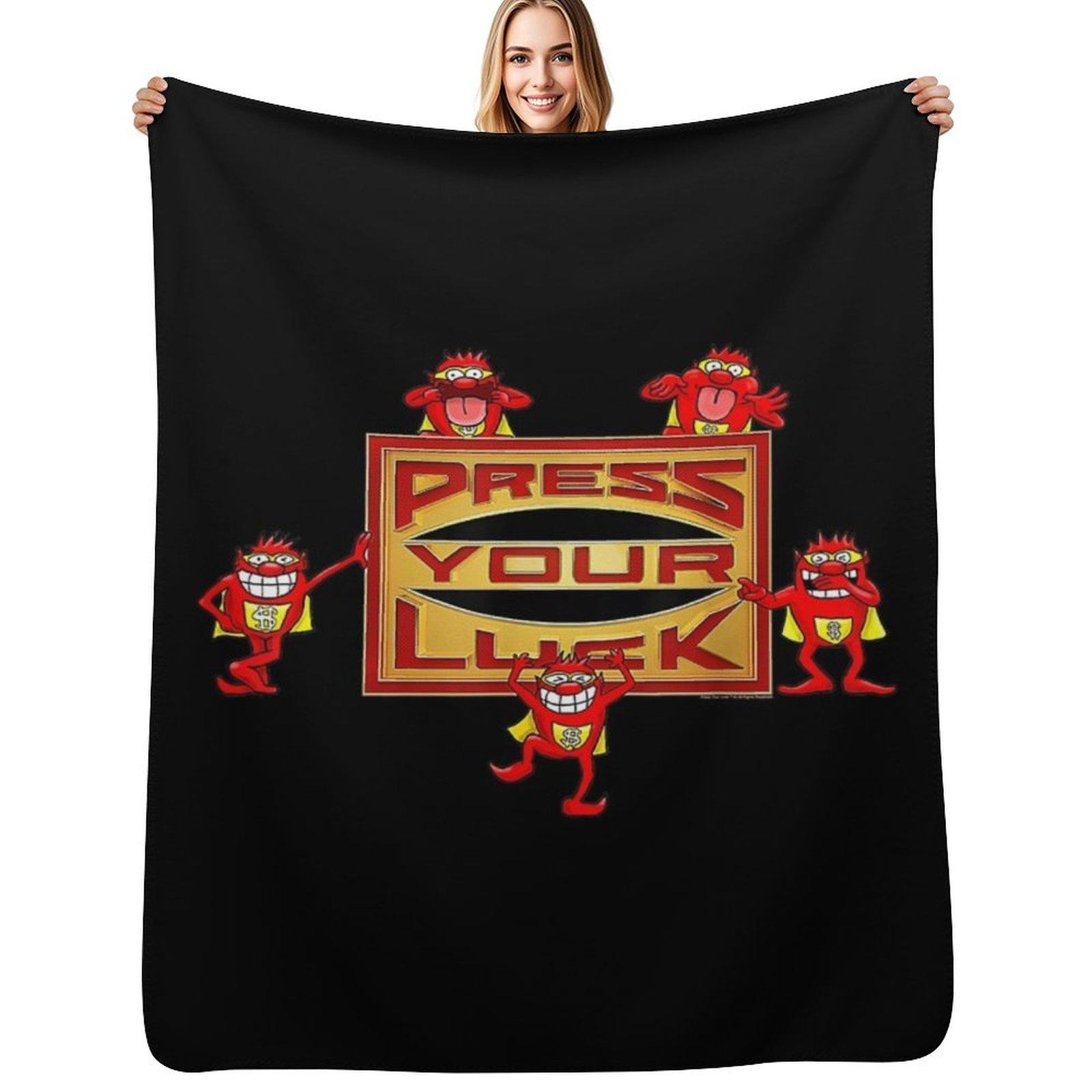 Press your Luck Logo Throw Blanket Wrinkle Resistant Lightweight Blanket Size: 75*100cm, Weight: 230 GSM