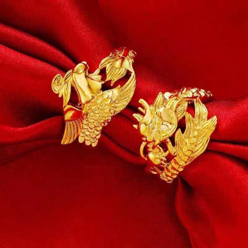 Stylish Dragon Adjustable And Phoenix Couples Rings Ideal For Gifts And Occasions Special