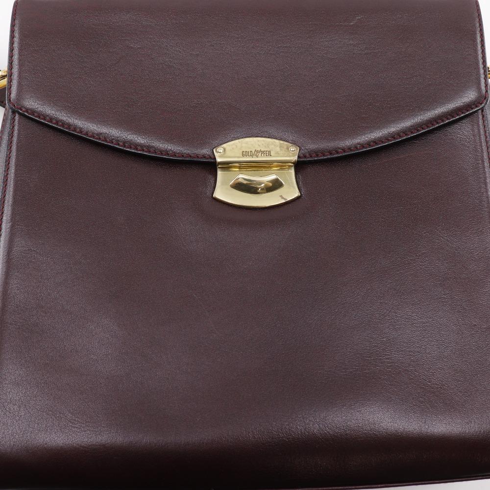 GOLD PFEIL 2WAYShoulder Handbag One Handle Bordeaux Calfskin Women Used