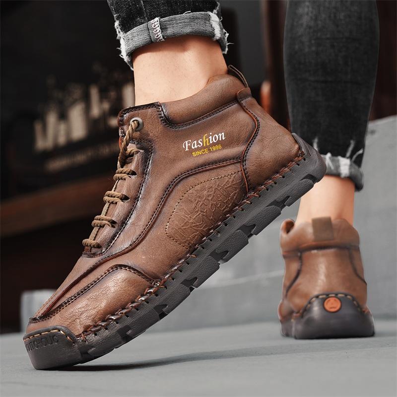 Wiosna / Jesień Męskie Trampki Casualowe za Kostkę Ręcznie Robione Skórzane Buty Plus Size 39-48 Męskie Buty Casualowe