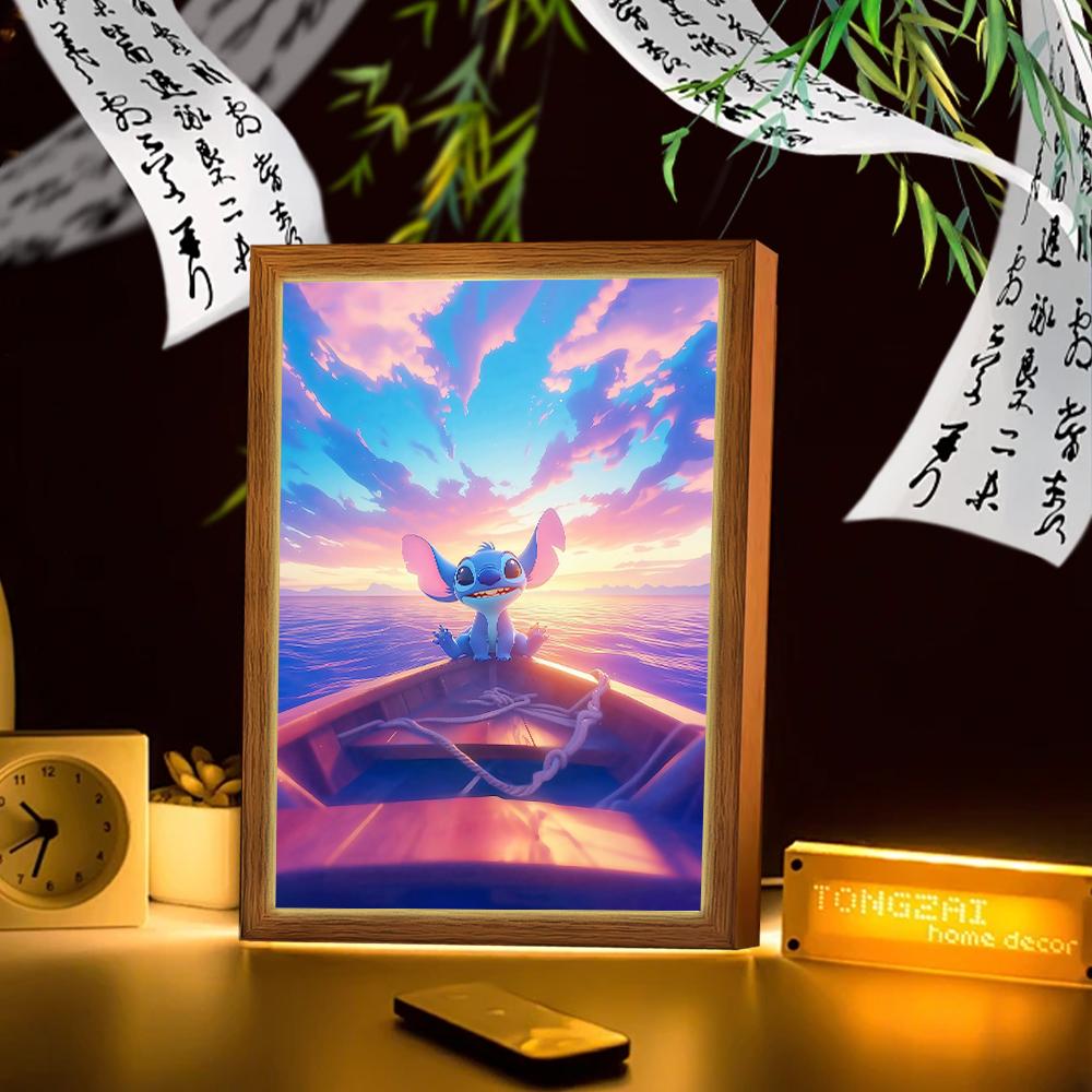 Anime Lampen Stitch Lichtmalerei Fotorahmen LED Nachtlicht Kinderzimmer Wand Nachttisch Dekorieren Weihnachtsgeschenke Mondlampe