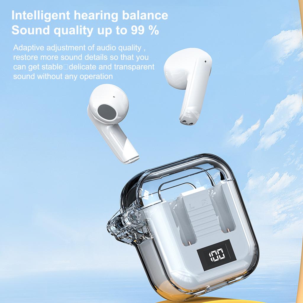 New Four Color Transparent Compartment TM90 Low Energy Consumption Digital Display In Ear Wireless Bluetooth Headset