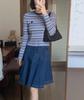 2025 Autumn Striped Colorblock Wool-Knit Slim Sweater for Women