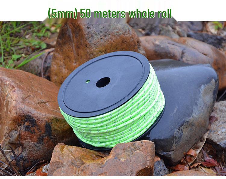 Luminous & Reflective 5mm Windproof Outdoor Camping Rope with Ground Anchors, 50m