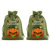 Handmade Style Party Bags 2Pcs Halloween Pumpkin Drawstring for Candy Treats, Retro Burlap Festival Totes Trick or Treat Bags, Portable Goodie
