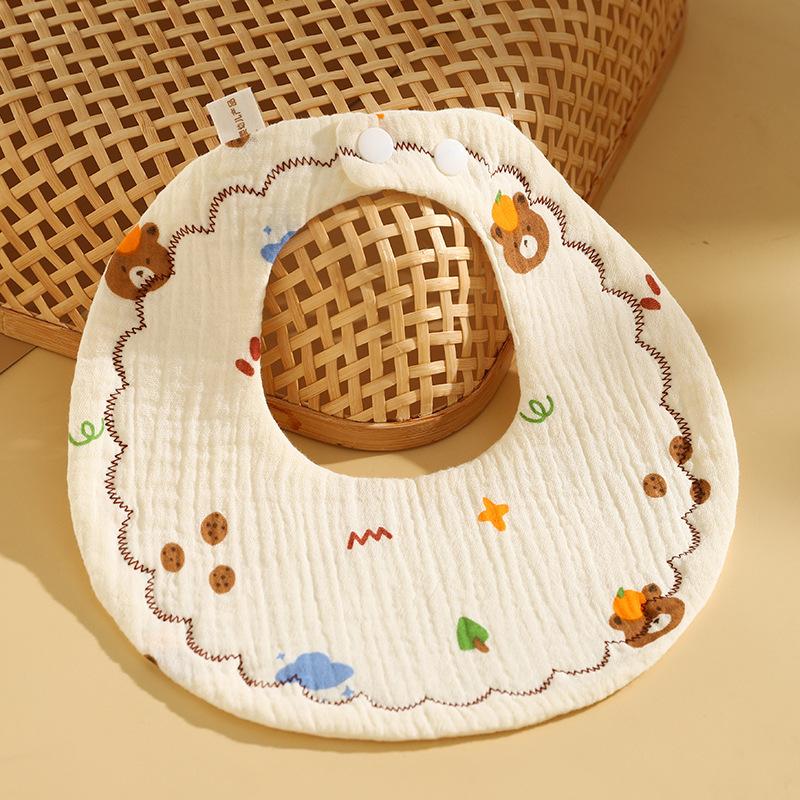 Newborn 6 Layer Gauze Bibs Ultra Soft Absorbent Anti Spit Up Cartoon Baby Drool Bibs Breathable And Comfortable For Infants