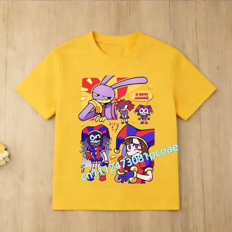 Children Short Sleeve T Shirts The Amazing Digital Circus Anime Cartoon Print Cotton Top Boys Girls Summer Casual Crew Neck Tees