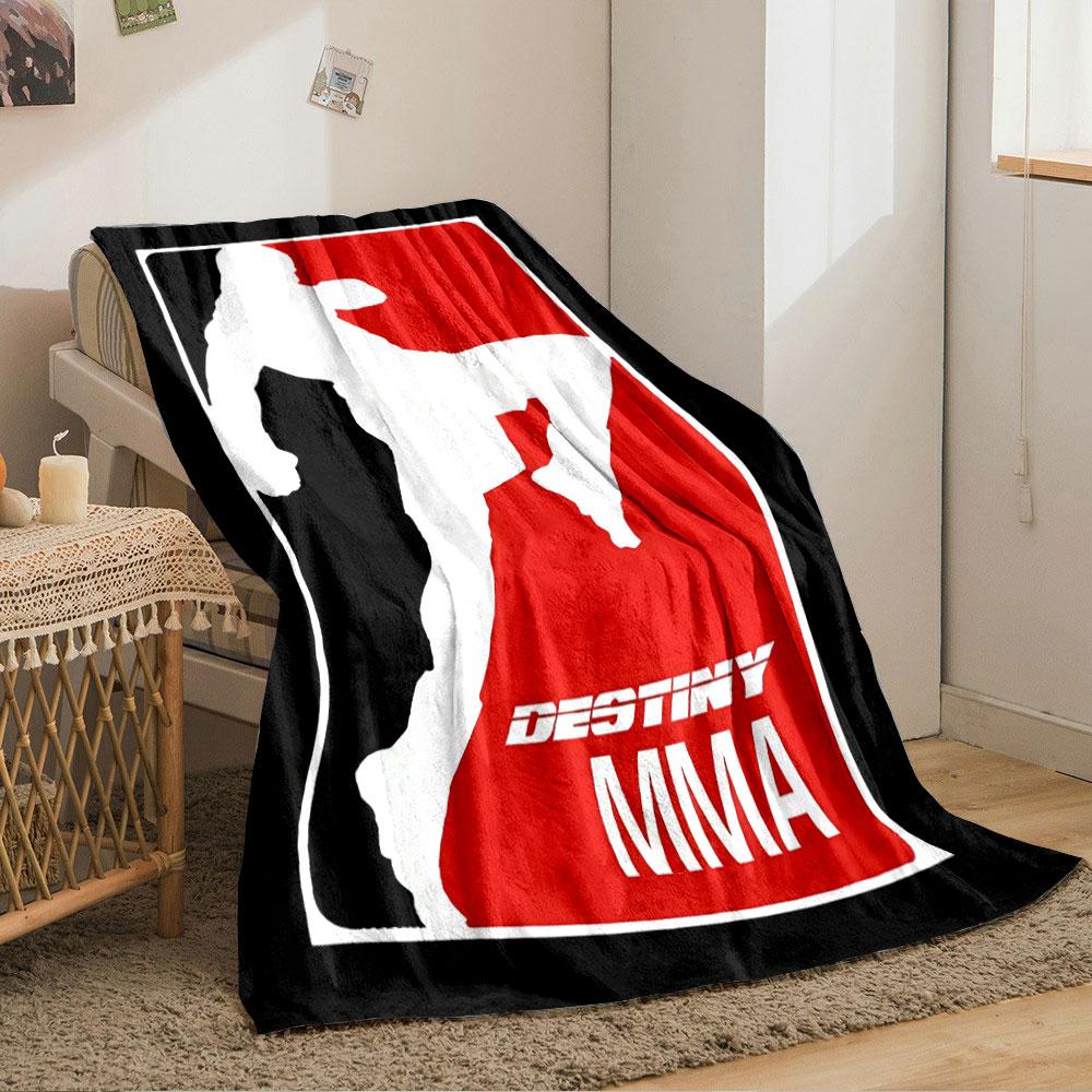 White martial artist silhouette with red and black background. for all seasons blanket lunch break throw gift