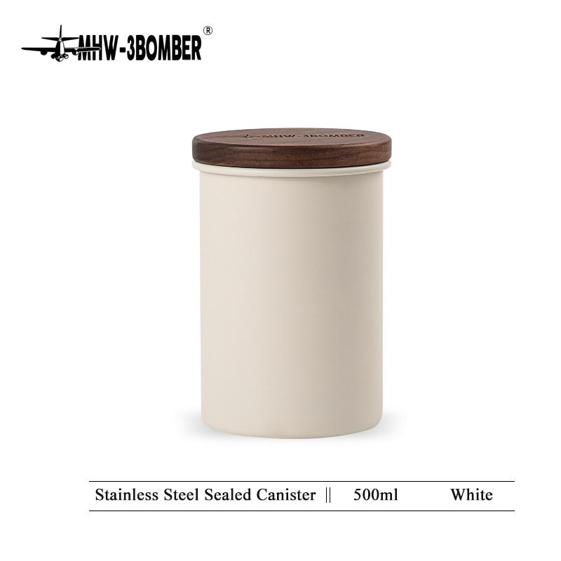 MHW-3BOMBER 500ML Airtight Stainless Steel Coffee Bean Storage Container Home Storage Canister 8g Measuring Spoon Kitchen Tools