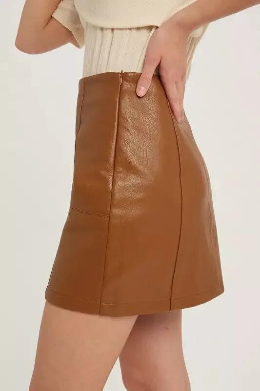 Einzigartiger Echter Lammleder Slim Fit Rock Damen Sexy Mini Braun Designer Leder