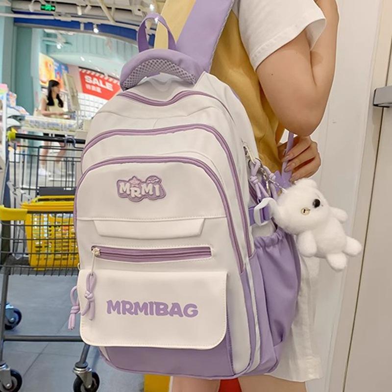 

School Bag Women S Backpack Lightweight Fashion Versatile Large Capacity Women S Bag Junior High School Student Backpack фіолетовий