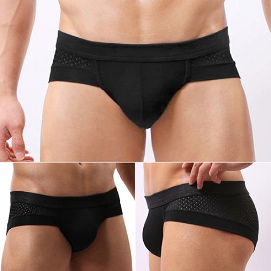 Men's Sexy Mesh Modal Triangle Underwear Fashion Breathable Briefs Underpants