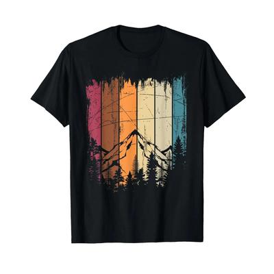 Hiking Nature Trees Outdoor Retro Mountains Forest T Shirt Vintage Washed Designer Clothes Versatile Stylish Streetwear Homme