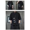 Men Linen Shirt Summer Light Thin Short Sleeved Streetwear Loose Oversize Casual Chinese Style Shirt Tang Suit Hanfu