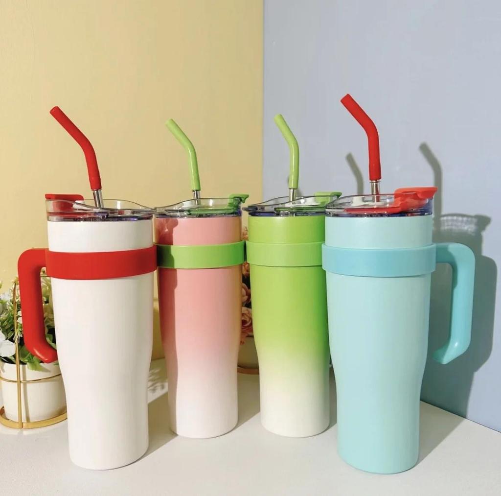 Summer Cold Retention Ice Cup Big Mac Tumbler Large Capacity Men's and Women's High Face Value Water Cup Net Red Cup with Straw