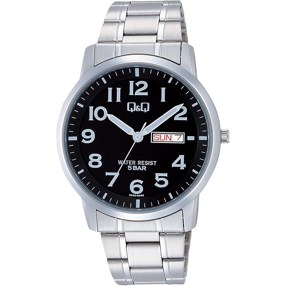 

Citizen Q&Q Analog Waterproof Watch with Date and Day Metal Band W474-205 Men s Black