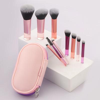Makeup Brush Sets,10pcs Plastic Mini with Bag Multifunctional Makeup Brush At Home or On-the-Go  Beauty  Sculpting Brush